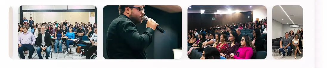 Registros do psicólogo Henrique Oliveira em palestras, treinamentos e eventos